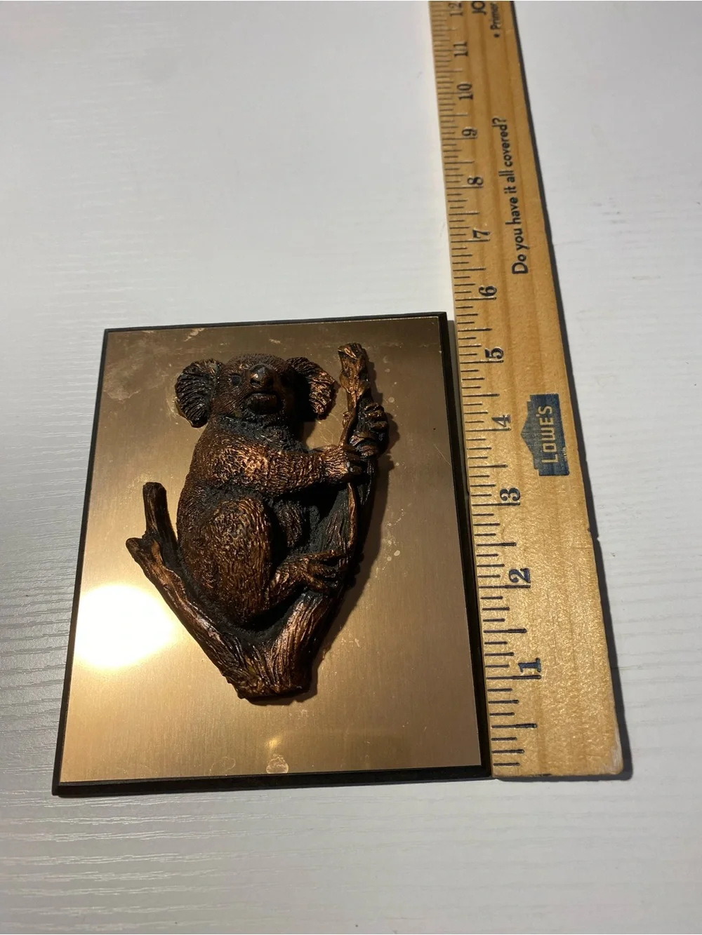Vintage Bronze Koala Bear Tree Branch Wall Plaque Decor